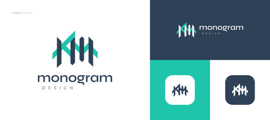 Initial K and M Logo Design with Abstract Concept. KM Monogram Logo for Business and Technology Brand