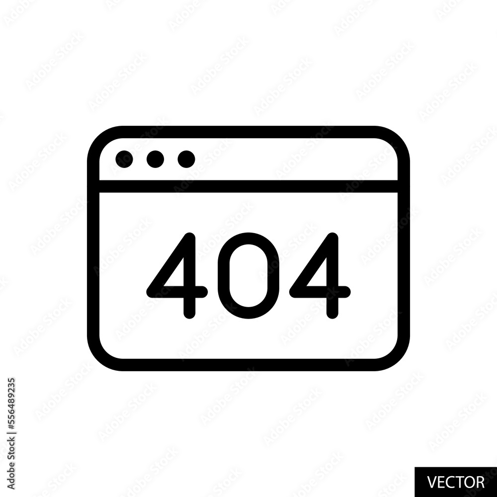 Poster 404 error web page vector icon in line style design for website, app, ui, isolated on white backgrou