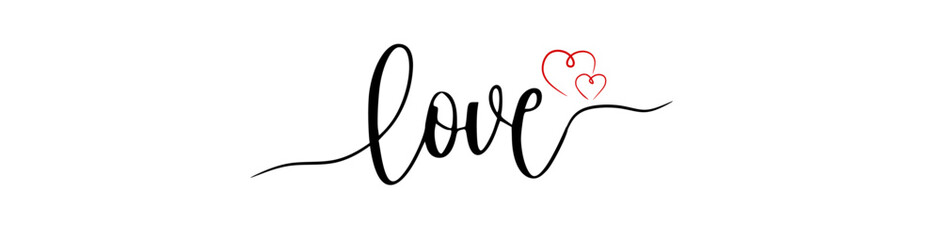 Fototapeta na wymiar LOVE hand lettering banner with heart. vector illustration