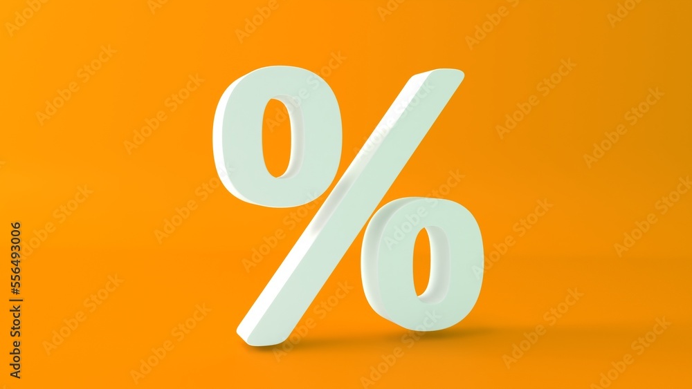 Poster percent sign isolated from background with copy space. 3d rendering