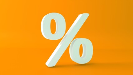 Percent sign isolated from background with copy space. 3d rendering