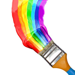 Multicolor brush stroke png Flat brush painting rainbow colors isolated on png background