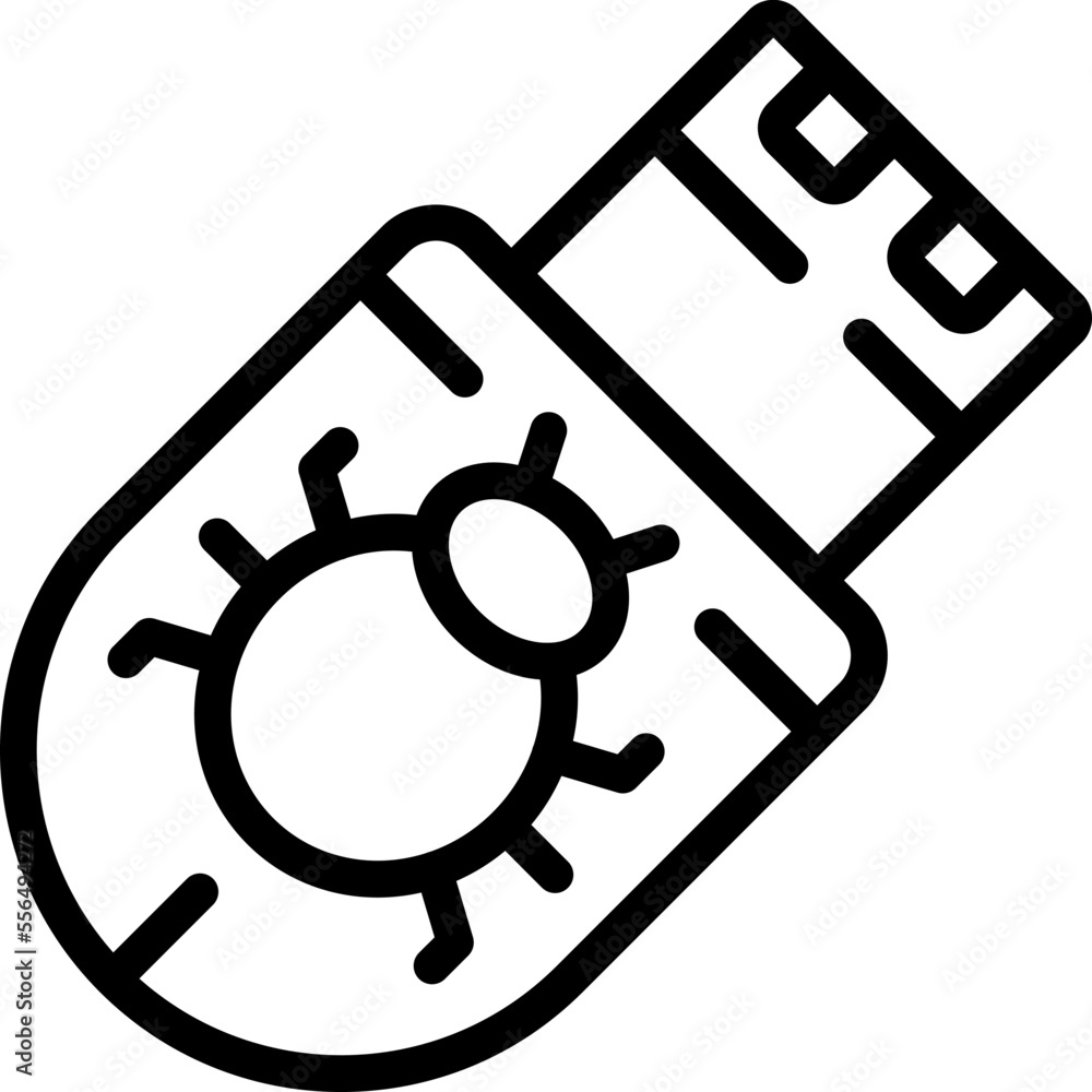 Poster usb data bug icon outline vector.cyber crime. internet mail