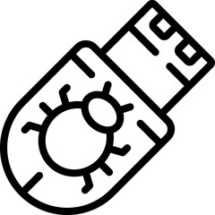 Usb data bug icon outline vector.Cyber crime. Internet mail