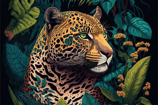 
Leopard in the jungle pop art canvas print wall art animal