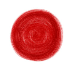 A red round spot drawn with paint on a transparent background. A circular spot. PNG