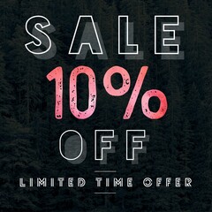 Sale 10 percent off modern typography banner. Discount offer or sale tag for 10 percent off