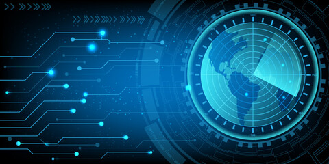 RADAR circular AI HUD hologram vector concept for future technology element background business screen