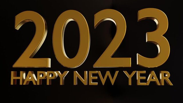happy new year 2023 intro black background gold lettering