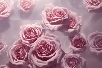 Roses blooming! Concept for happy wedding, birthday , valentine's day or any type of decoration! Made by Artificial Intelligence (AI)