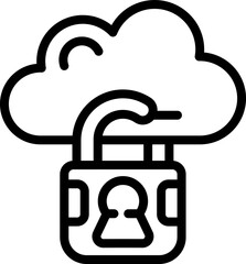 Secured cloud data icon outline vector. Cyber crime. Criminal security