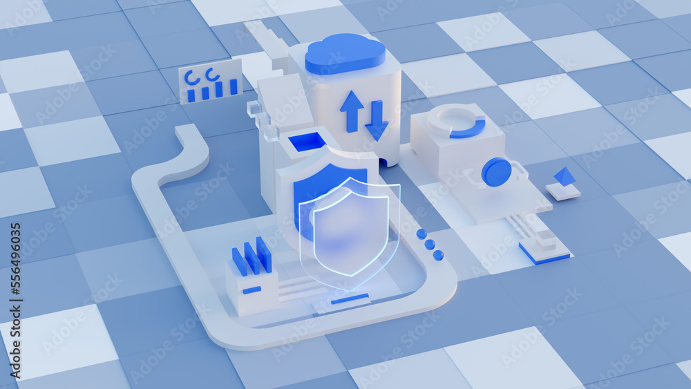 Poster cloud storage for downloading an isometric. a digital service or application with data transmission.