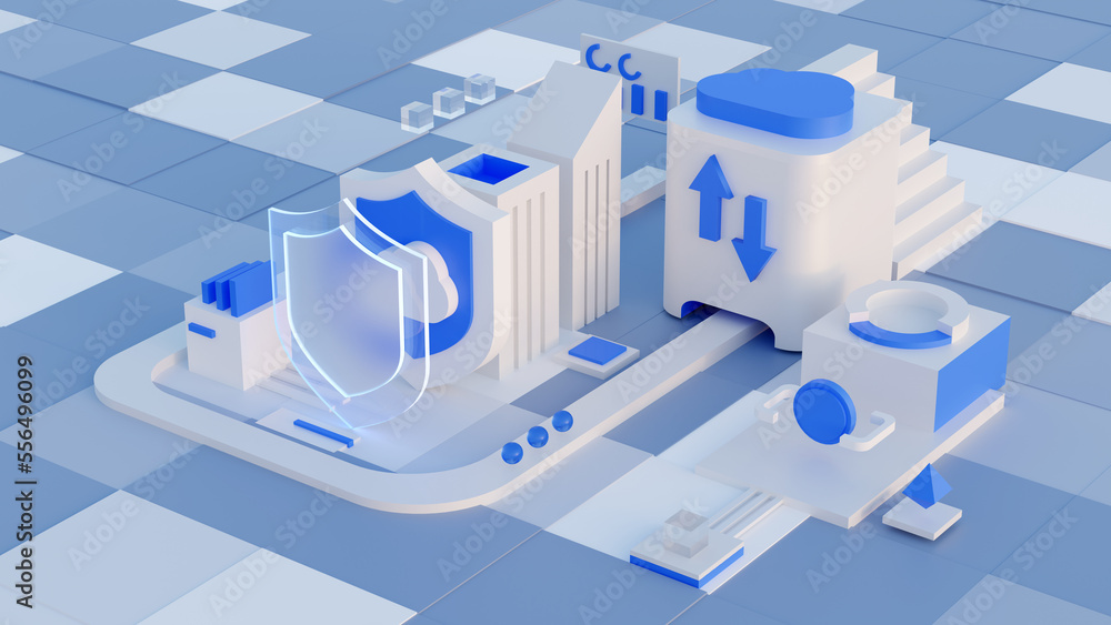 Poster cloud storage for downloading an isometric. a digital service or application with data transmission.