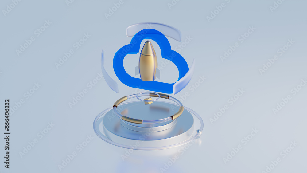 Poster 3d rendering cloud computing concept, speed cloud concept