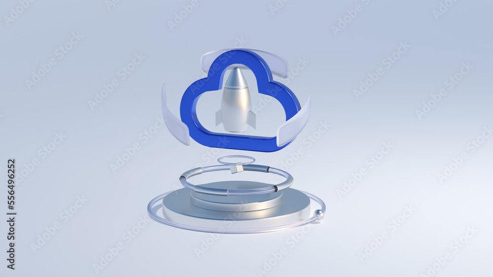 Poster cloud computing technology internet storage network concept with speed. 3d rendering