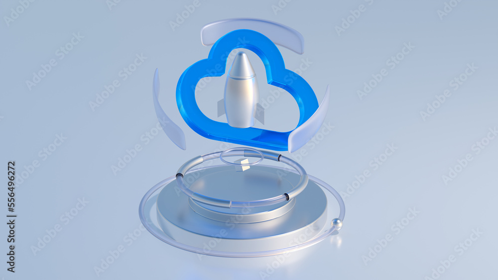 Poster digital cloud computing concept. 3d rendering