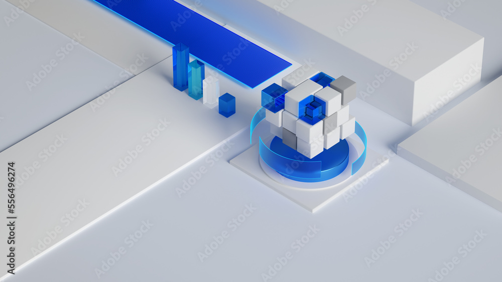 Poster abstract 3d cubes background. background with connection geometric cubes. science and technology. bi