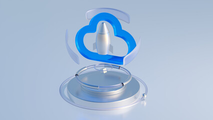 Digital cloud computing concept.  3d rendering