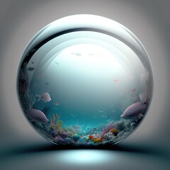 glass sphere ocean scene