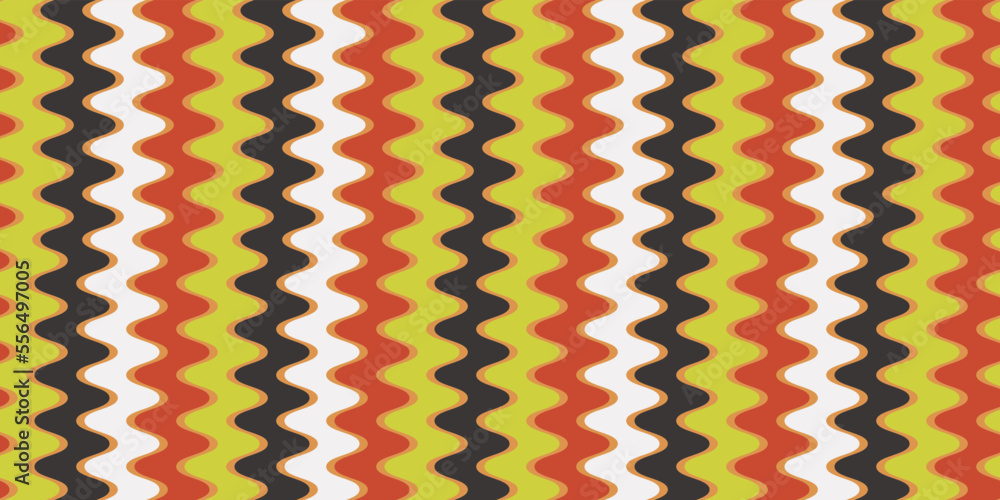 Aufkleber seamless pattern with zigzag and wavy stripes in a citrus color palette. for prints and packaging, t