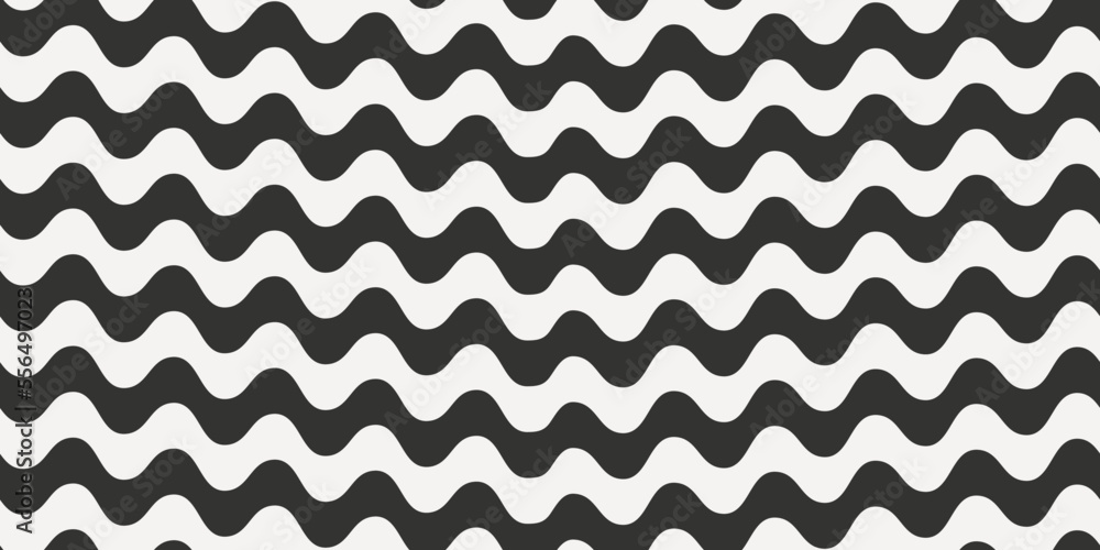 Poster seamless pattern with wavy stripes in a black and white color palette. for prints and packaging, tex