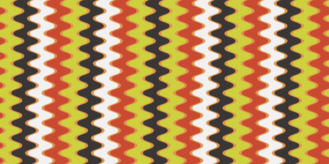 Seamless pattern with zigzag and wavy stripes in a citrus color palette. For prints and packaging, textiles and stylish illustrations, wallpapers and interiors.