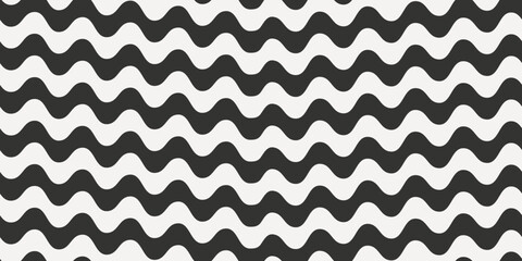 Seamless pattern with wavy stripes in a black and white color palette. For prints and packaging, textiles and stylish illustrations, wallpapers and interiors.