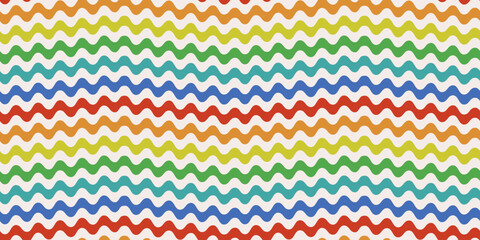 Seamless pattern with wavy stripes in a rainbow color palette. For prints and packaging, textiles and stylish illustrations, wallpapers and interiors.
