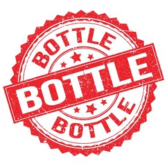 BOTTLE text on red round stamp sign