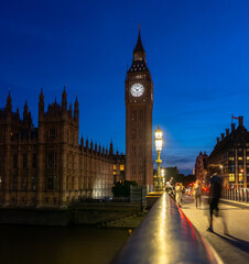 Fototapeta na wymiar Big Ben Clock Tower from the Westminster Bridge at Night