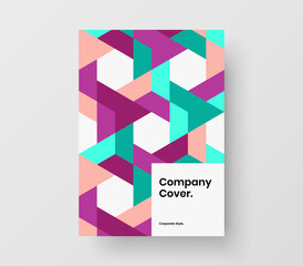 Vivid mosaic shapes catalog cover template. Colorful corporate identity A4 vector design concept.