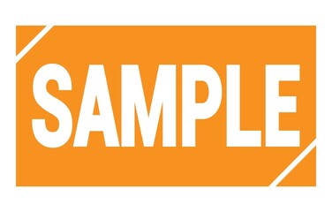 SAMPLE text written on orange stamp sign.