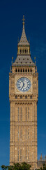 Fototapeta na wymiar Large Vertical Panorama of the London Big Ben Clock tower with Clear Blue Skies