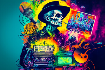 multicolor rock music genre poster