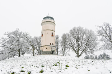 Basel, Wasserturm, Bruderholz, Wanderweg, Spazierweg, Aussichtsturm, Basel-Stadt, Winterspaziergang, Winter, Winterlandschaft, Stadt, Schweiz