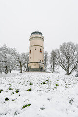 Basel, Wasserturm, Bruderholz, Wanderweg, Spazierweg, Aussichtsturm, Basel-Stadt, Winterspaziergang, Winter, Winterlandschaft, Stadt, Schweiz