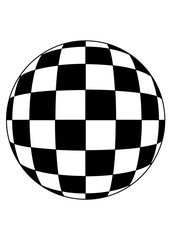 Kreis gef&uuml;llt miteinem kugelig gew&ouml;lbtem schachbrettmuster schwarz-wei&szlig;