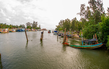 Obraz premium Fishing port in the Thailand Chumphon area