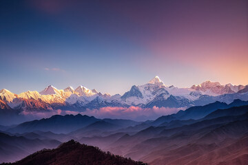 Illustrative Visual of Sunrise over the mountains. Genarative AI