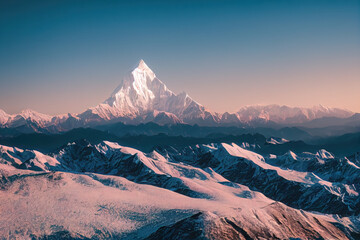Naklejka premium Illustrative Visual of Sunrise over the mountains. Genarative AI