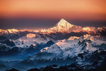 Illustrative Visual of Sunrise over the mountains. Genarative AI