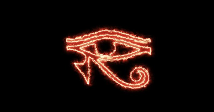 Eye of Horus burning, ancient egyptian symbol. Loop
