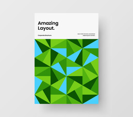 Vivid mosaic pattern brochure layout. Premium journal cover A4 design vector illustration.
