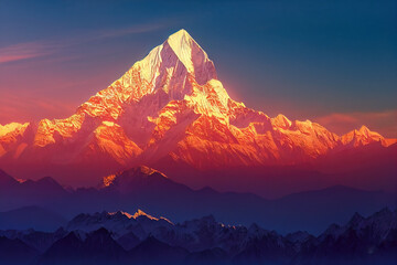 Illustrative Visual of Sunrise over the mountains. Genarative AI