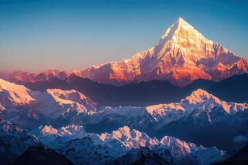 Fototapeta premium Illustrative Visual of Sunrise over the mountains. Genarative AI