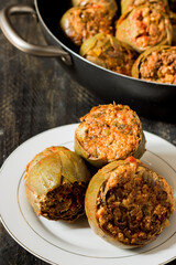 Artichokes stuffed with breadcrumbs and egg, with herbs and spices. Poor recipe of peasant cuisine