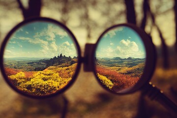 landscape through a magnifying glass