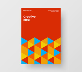 Colorful cover A4 design vector concept. Bright geometric hexagons handbill illustration.