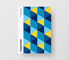 Amazing geometric tiles flyer illustration. Clean journal cover A4 design vector layout.