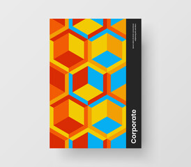 Minimalistic mosaic tiles placard concept. Colorful booklet A4 design vector illustration.